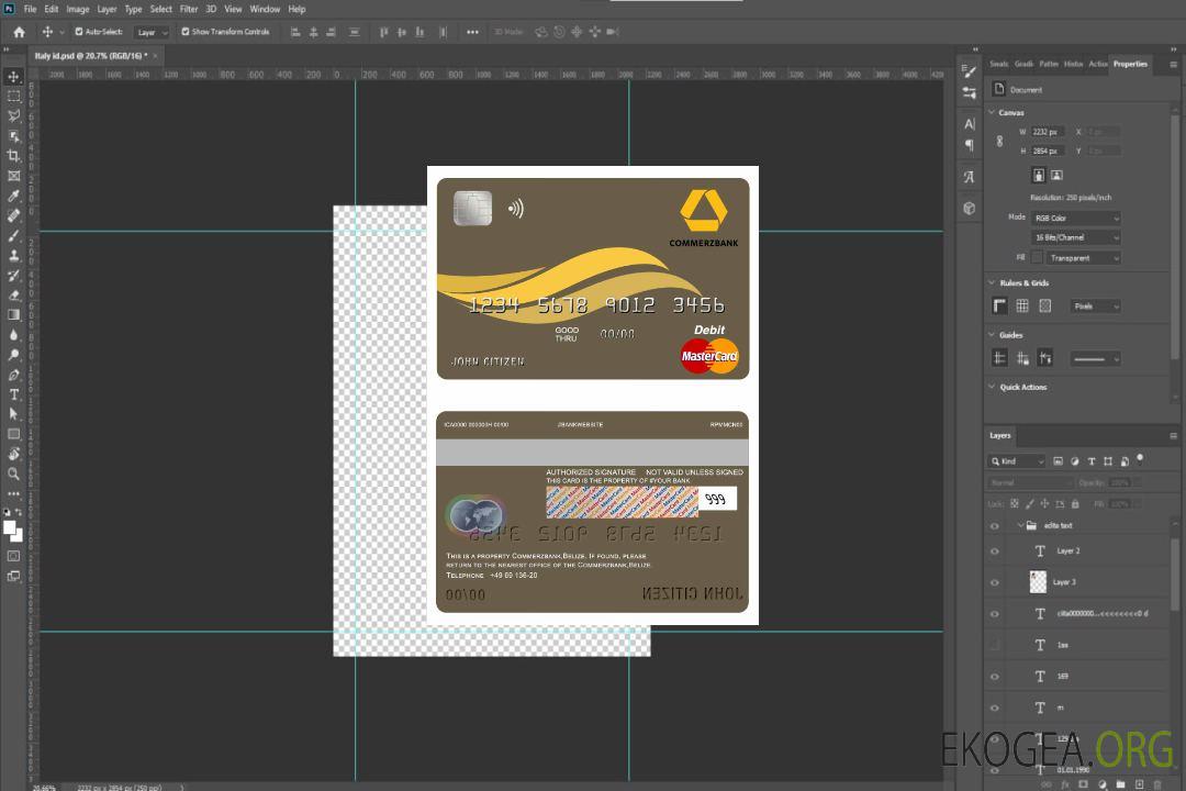 Carte Mastercard de la Commerzbank du Belize template Carte Mastercard de la Commerzbank du Belize template